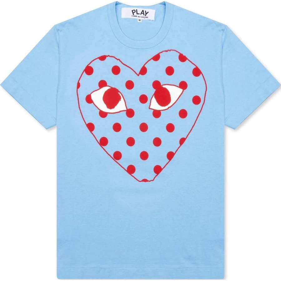 CDG Play Comme Des Garcons Play Pastelle Polka Dot Red Heart T shirt