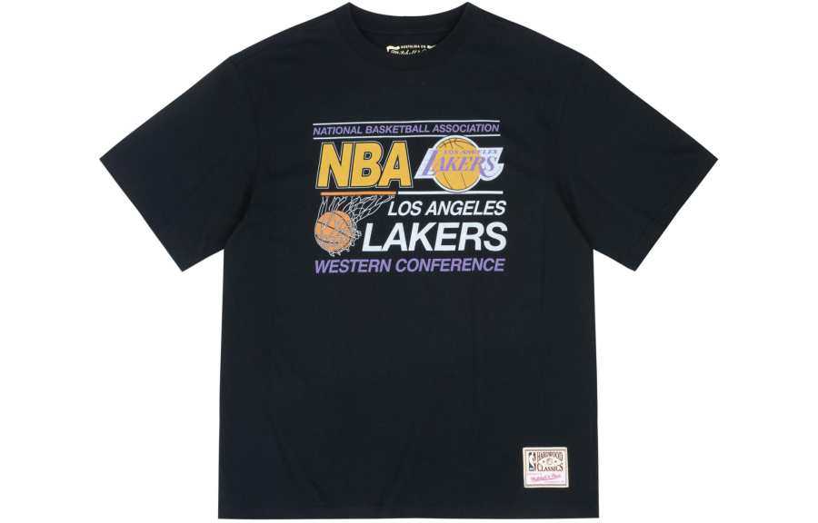 Mitchell Ness Drop Shoulder Sleeve T Shirt Unisex Black Los Angeles Lakers