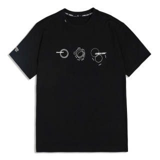 CORALIAN T Shirts Unisex Black Crew Neck Moderate Straight Fit
