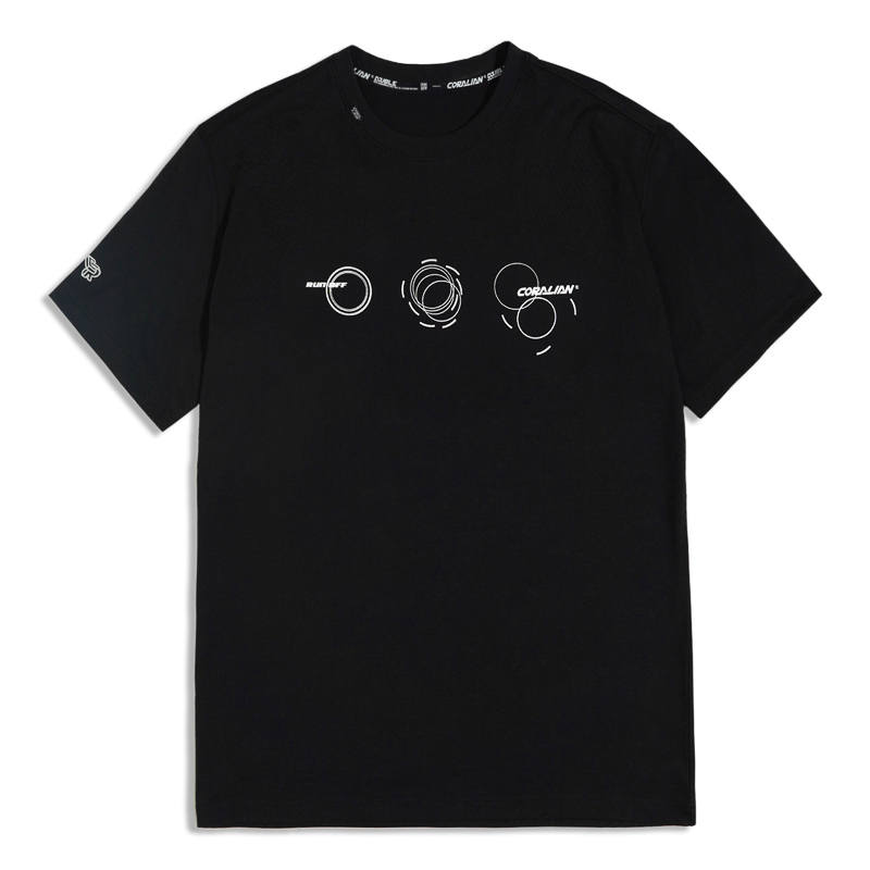 CORALIAN T Shirts Unisex Black Crew Neck Moderate Straight Fit