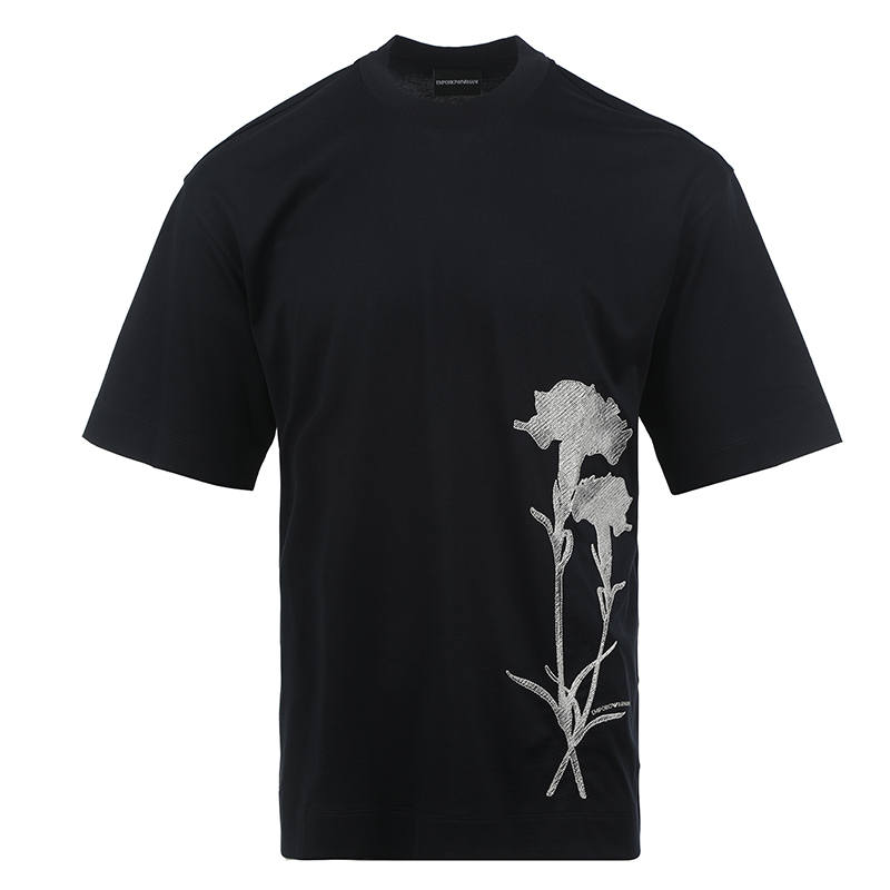 EMPORIO ARMANI Flower embroidered T shirt