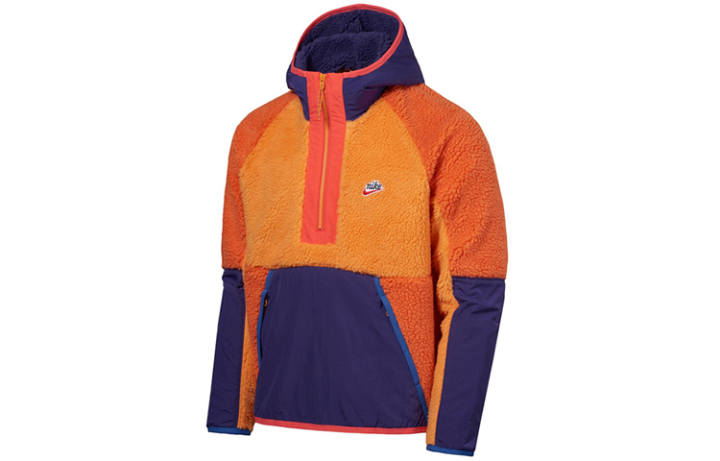 Nike Nike Half-Zip Suede Splicing Colorblock Sports Pullover Orange