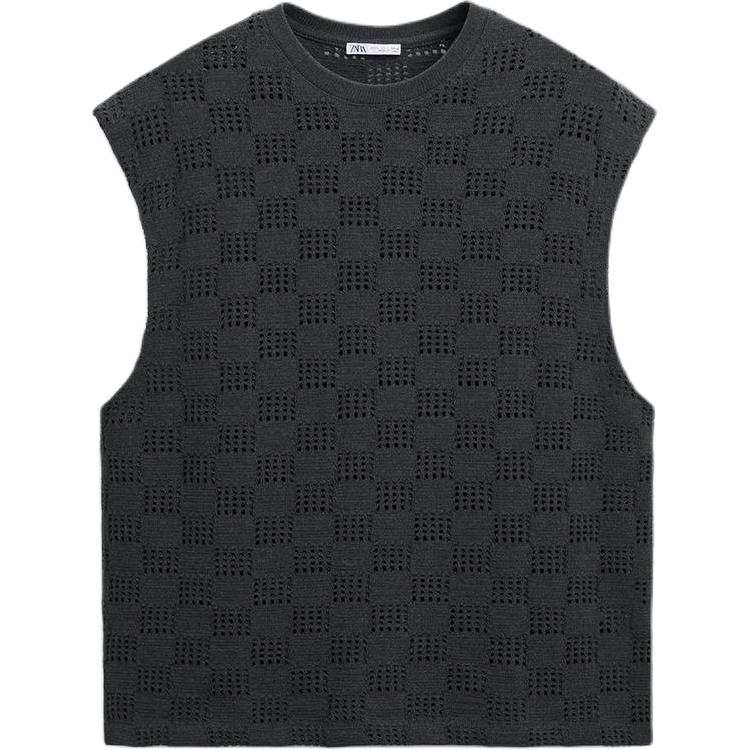ZARA T Shirts Men's Gray Crew Neck Moderate Straight Fit