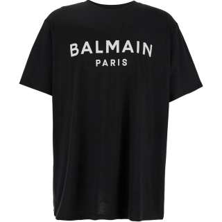 BALMAIN Logo Printed Crewneck T Shirt