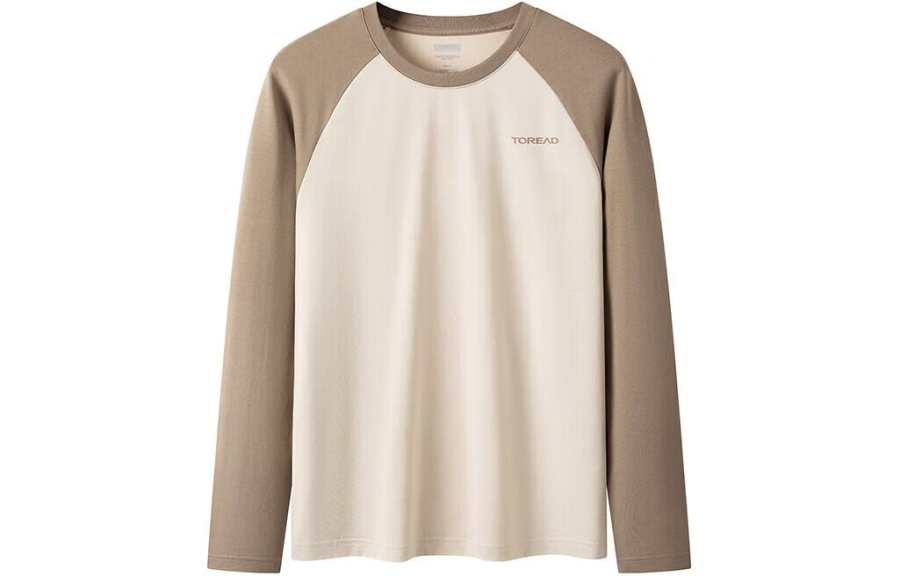 TOREAD T Shirts Men's Beige Crew Neck Moderate Straight Fit