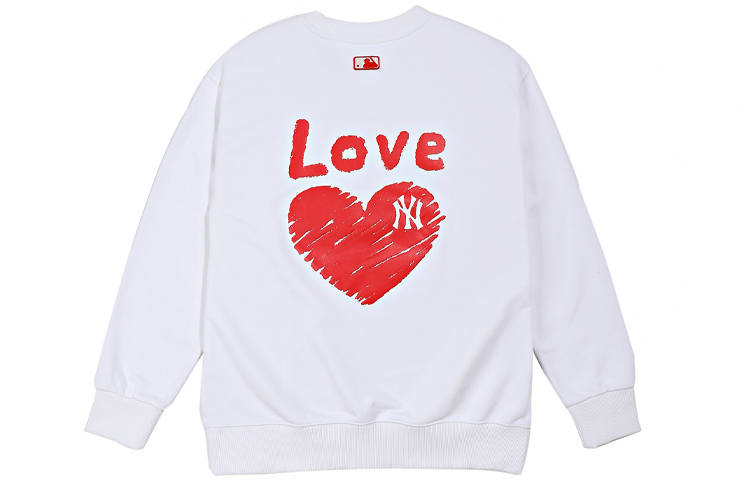 MLB MLB Heart Love Sweatshirts Unisex White Crew Neck Moderate Regular