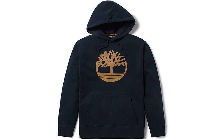 Timberland Timberland Tree Shaped Logo Fleece Lined Thermal Drawstring Pullover Sweatshirt Men's Black