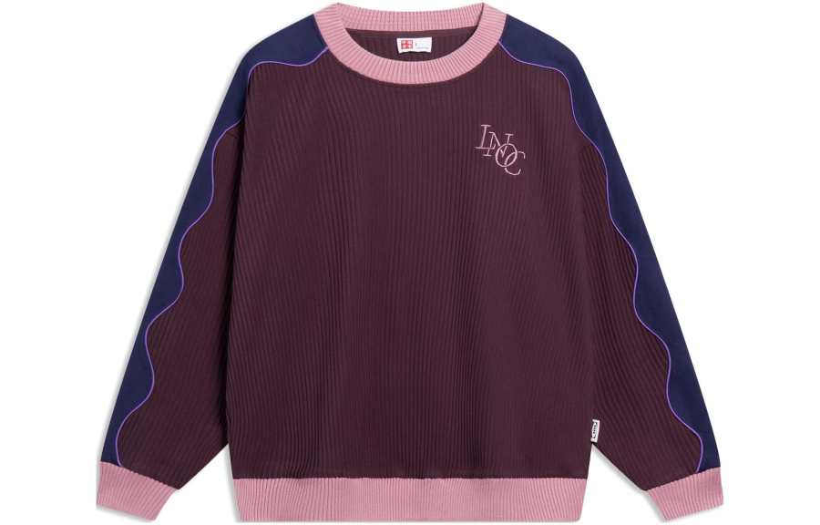 Li-Ning Li Ning Sweatshirts Unisex Dark Reddish Purple Crew Neck Moderate Regular