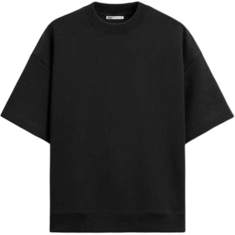ZARA T Shirts Men's Black Crew Neck Moderate