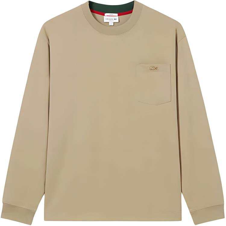 LACOSTE Blessing Snake Spring Festival Collection T Shirts Unisex 02S/Milk Coffee Crew Neck Moderate Straight Fit