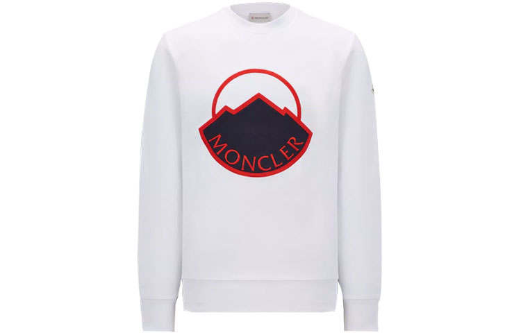 Moncler Sweatshirts Men's White Crew Neck Moderate Regular