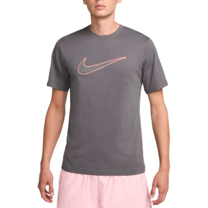 Nike Nike T Shirts Men's Gray Crew Neck Straight Fit