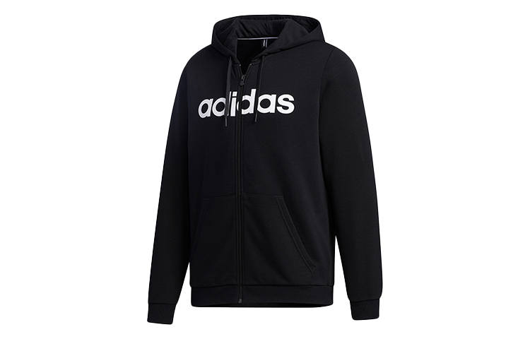 Adidas Neo Sweatshirts Men's Black Hooded Moderate Cardigan