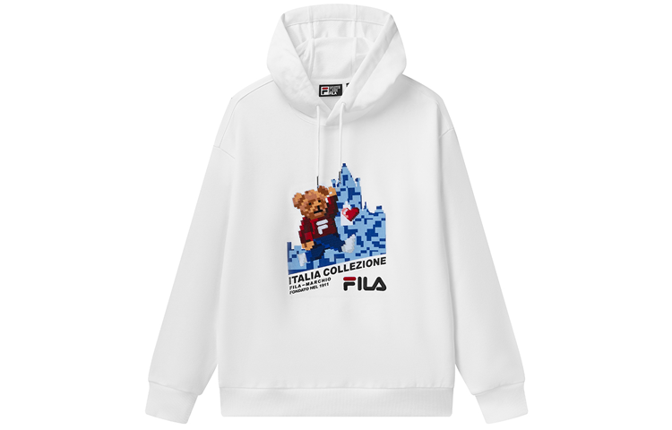 FILA Sweatshirts Men's White Hooded Non Detachable Moderate Regular