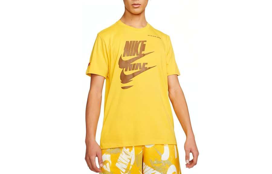 Nike Nike T Shirts Men's Yellow Crew Neck Moderate Straight Fit