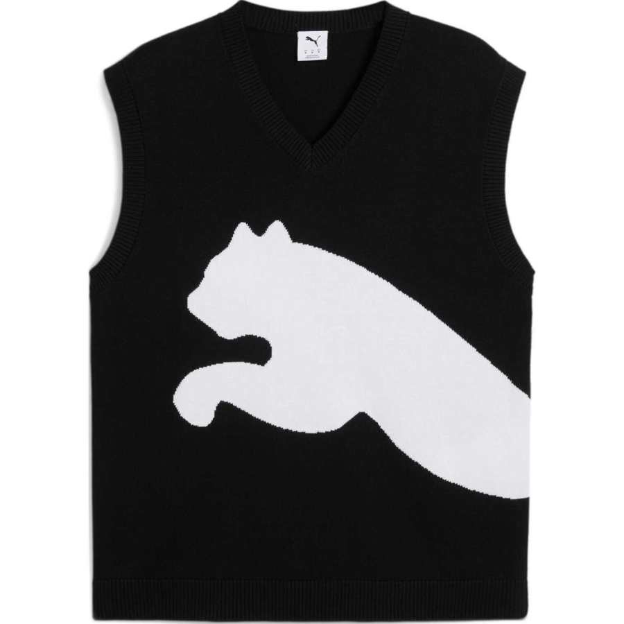PUMA T Shirts Unisex Black V Neck Moderate