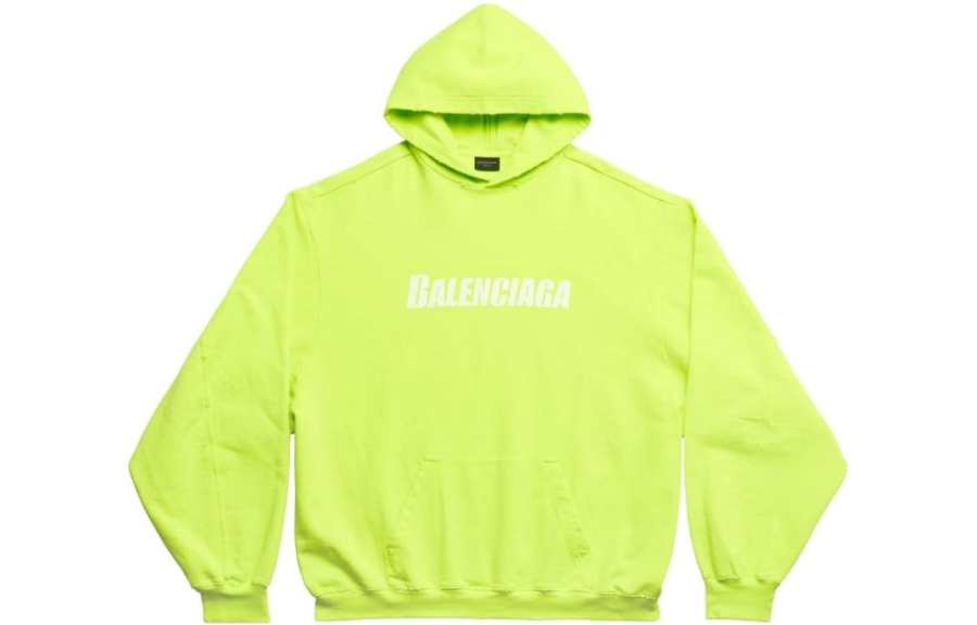 Balenciaga FW22 Sweatshirt Loose Fit Men's Fluorescent Yellow