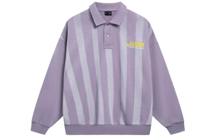 Li-Ning Li Ning Skateboard Sweatshirts Unisex Smoky Gray Mauve Lapel Moderate Regular