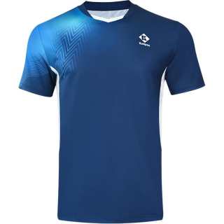 KUMPOO T Shirts Unisex Blue V Neck Moderate Straight Fit