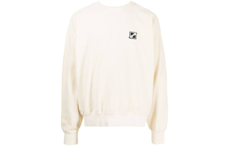 WE11DONE Sweatshirts Unisex Ecru Crew Neck Moderate Heavyweight