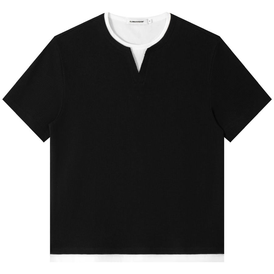 CLIMAX VISION T Shirts Unisex Crew Neck Moderate Mock Two Piece