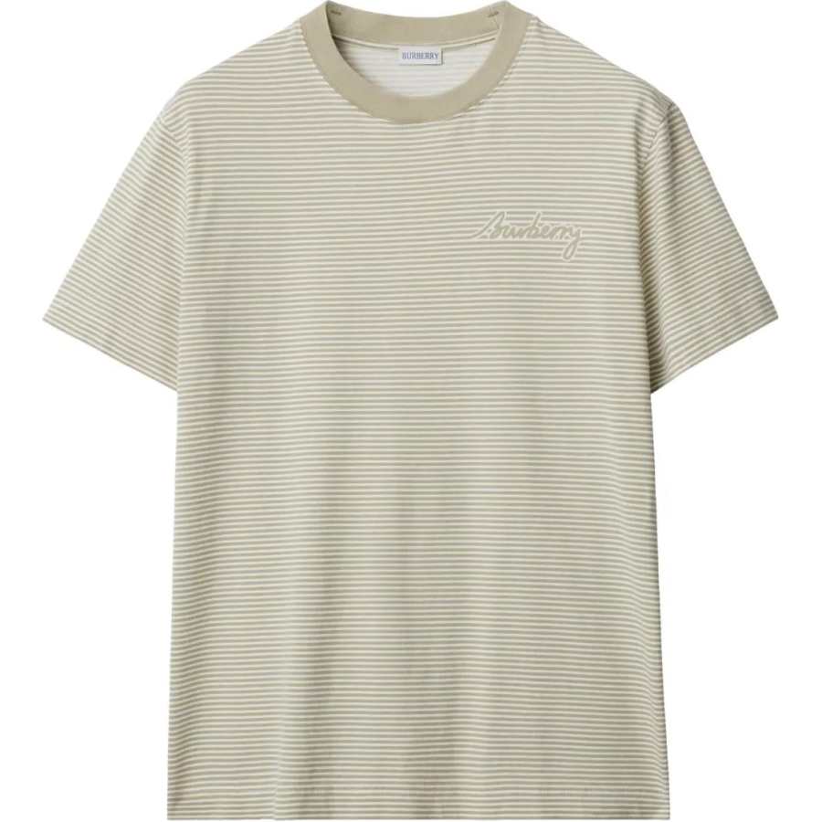 Burberry Logo Printed Striped Crewneck T-Shirt