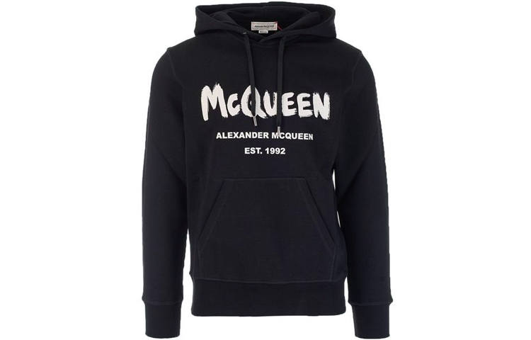 Alexander McQueen Sweatshirts Men's Black Hooded Moderate Regular