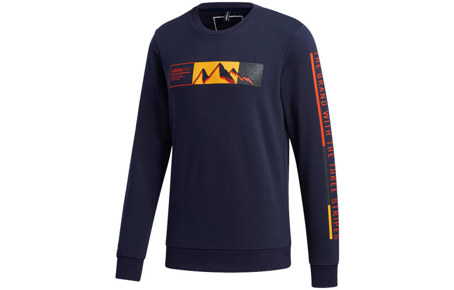 Adidas Neo Sweatshirts Men's Navy Blue Crew Neck Moderate Regular