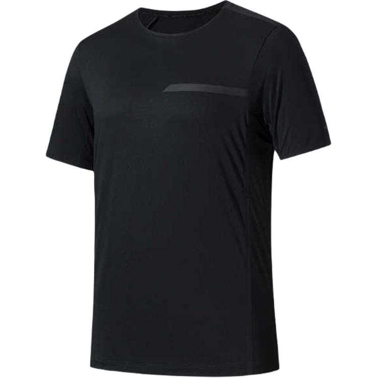 ANTA T Shirts Men's Black Crew Neck Moderate Straight Fit