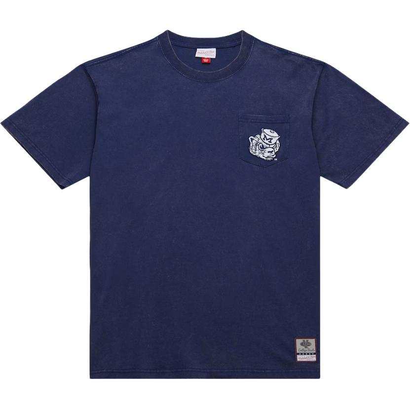 Mitchell Ness x NCAA Vintage Logo Fade Away Premium Pocket T Shirt Men's Marine Blue