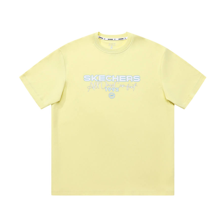 Skechers Elegant Diamond Collection T Shirt Unisex Light Gray Yellow