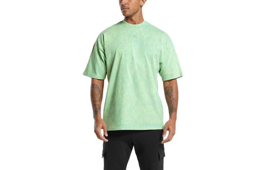 GYMSHARK T Shirts Men's Green Crew Neck Moderate Straight Fit