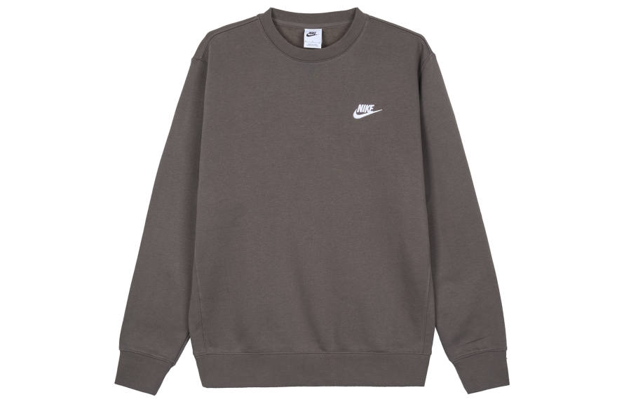 Nike Nike Sportswear Club Brushed Thermal Sports Fleece Lined Crew Neck Pullover Sweatshirt Winter Men's Dark Brown