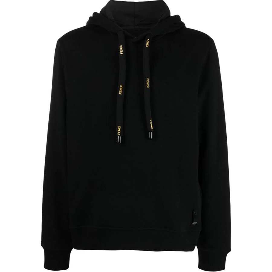 FENDI Sweatshirts Men's Black Hooded Moderate Regular