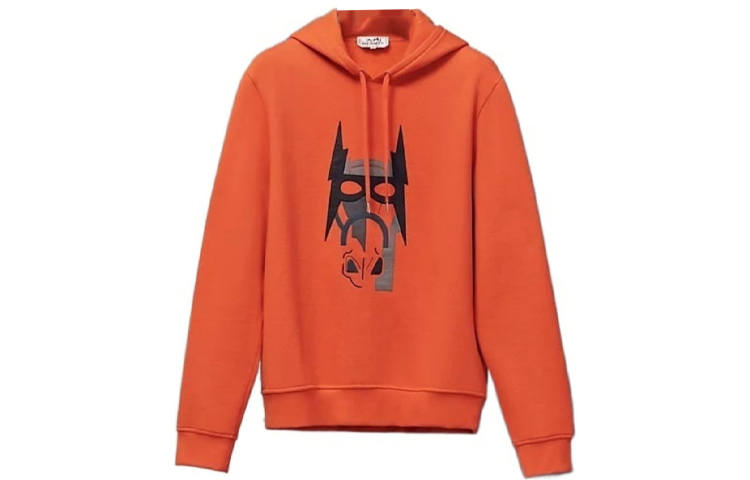 HERMES HERMES Sweatshirts Men's Orange Hooded Moderate Regular