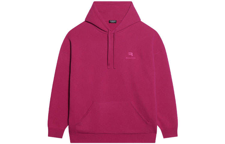 Balenciaga Sweatshirts Men's Rose Red Hooded Moderate Regular