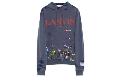 Lanvin X Gallery Dept. Logo Hoodie With A Worn Effect And Paint Marks