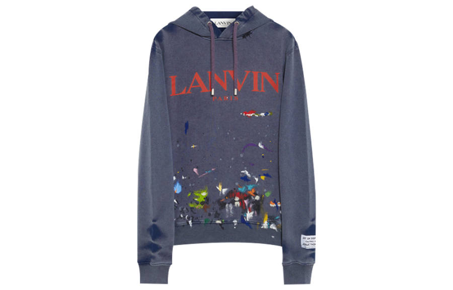 Lanvin X Gallery Dept. Logo Hoodie With A Worn Effect And Paint Marks