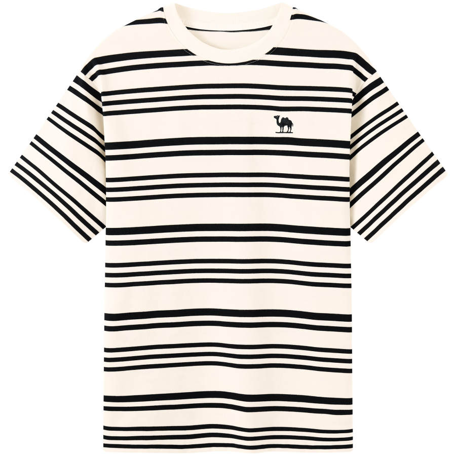 CAMEL Striped Breathable Unisex Versatile Dry And Fresh Cotton Feel Short Sleeved T Shirts Unisex