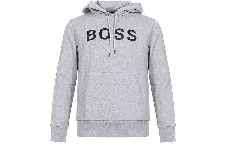 HUGO BOSS Sweatshirts Men's Gray Hooded Moderate Regular