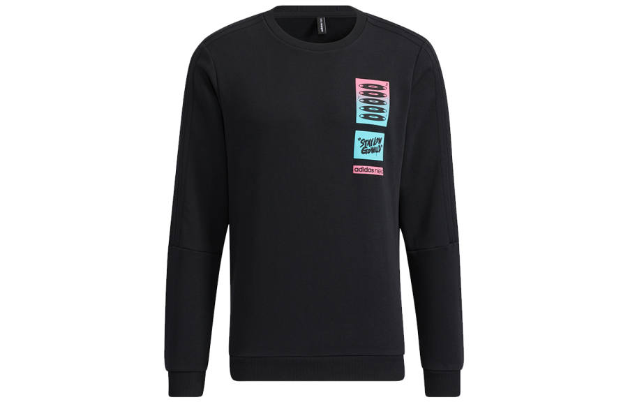 Adidas Neo Sweatshirts Men's Black Crew Neck Moderate Regular
