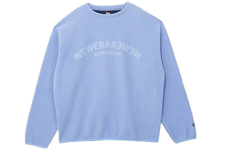 New Era Double Sided Polar Fleece Lined Pullover Crew Neck American Sweatshirt Unisex Light Blue