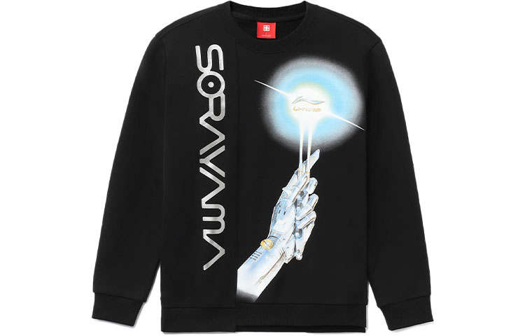 Li-Ning Li Ning Sweatshirts Unisex Black Crew Neck Moderate Regular