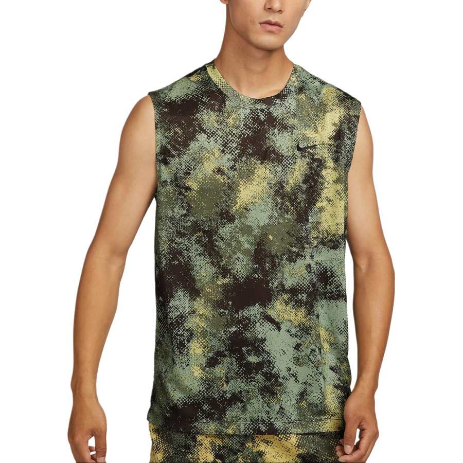 Nike Nike Dri FIT Sleeveless Fitness T Shirt Men's Oil Green