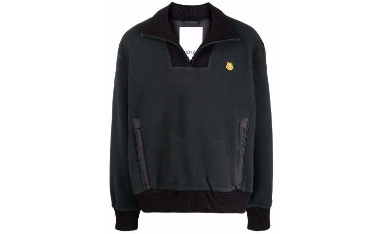 KENZO KENZO Sweatshirts Men's Black Stand Collar Moderate Regular