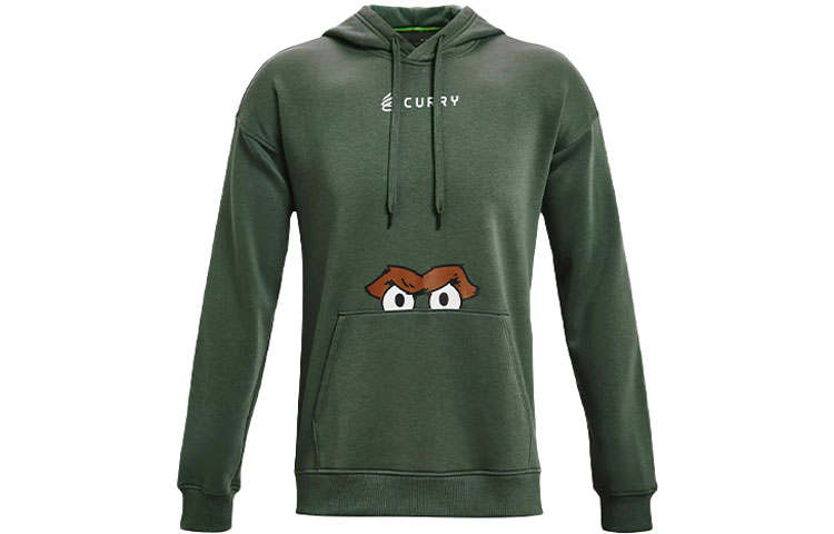 Under Armour Curry Sesame Hooded Printed Pattern Comfortable Casual Fleece Lined Long Sleeved Sweatshirt Men's Green