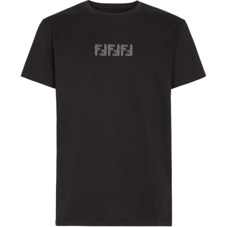 FENDI Logo Embroidered Crewneck T Shirt