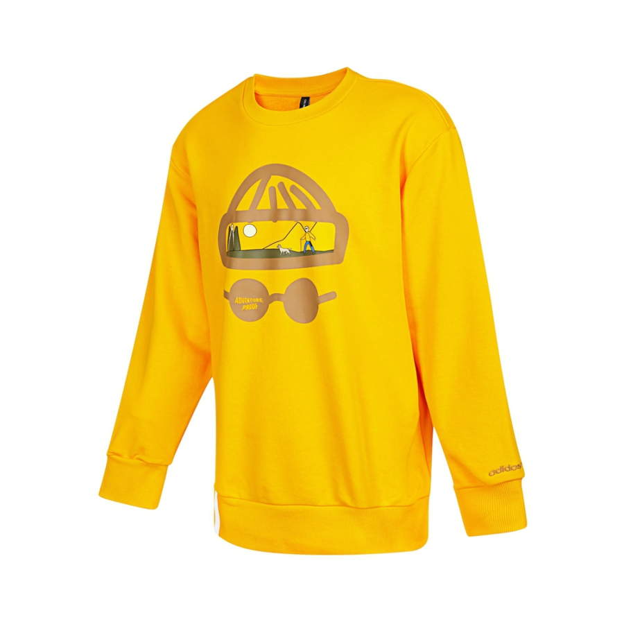 Adidas Neo Sweatshirts Men's Yellow Crew Neck Moderate Regular