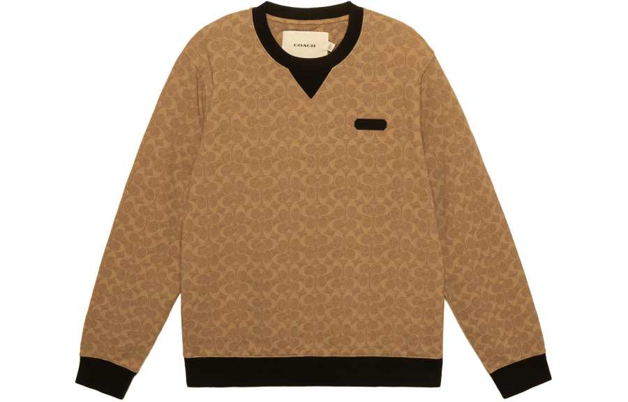 COACH COACH Sweatshirts Men's Brown Crew Neck Moderate Regular