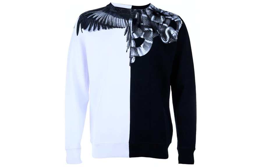 Marcelo Burlon Sweatshirts Men's Black/White Crew Neck Moderate Regular
